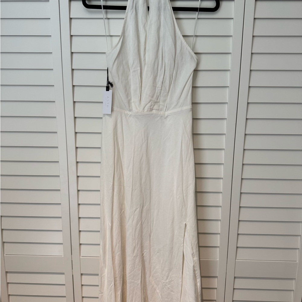 NWT ASTR White Linen Halter Dress